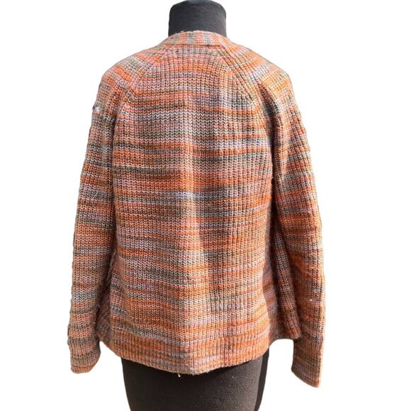 Ann Taylor Loft Spacedye Fuzzy Striped Sweater Cardigan And Tank Twinset - Picture 4 of 7